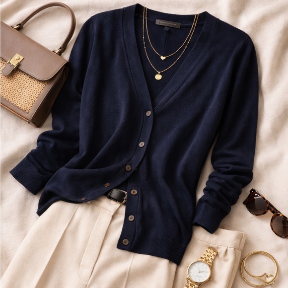Banana Republic Sweaters - Banana Republic Navy Blue Cardigan NWT Minimalist Quiet Luxury Preppy Sweater